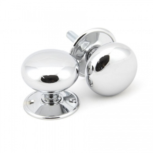 Polished Chrome Large Mushroom Mortice/Rim Knob Set